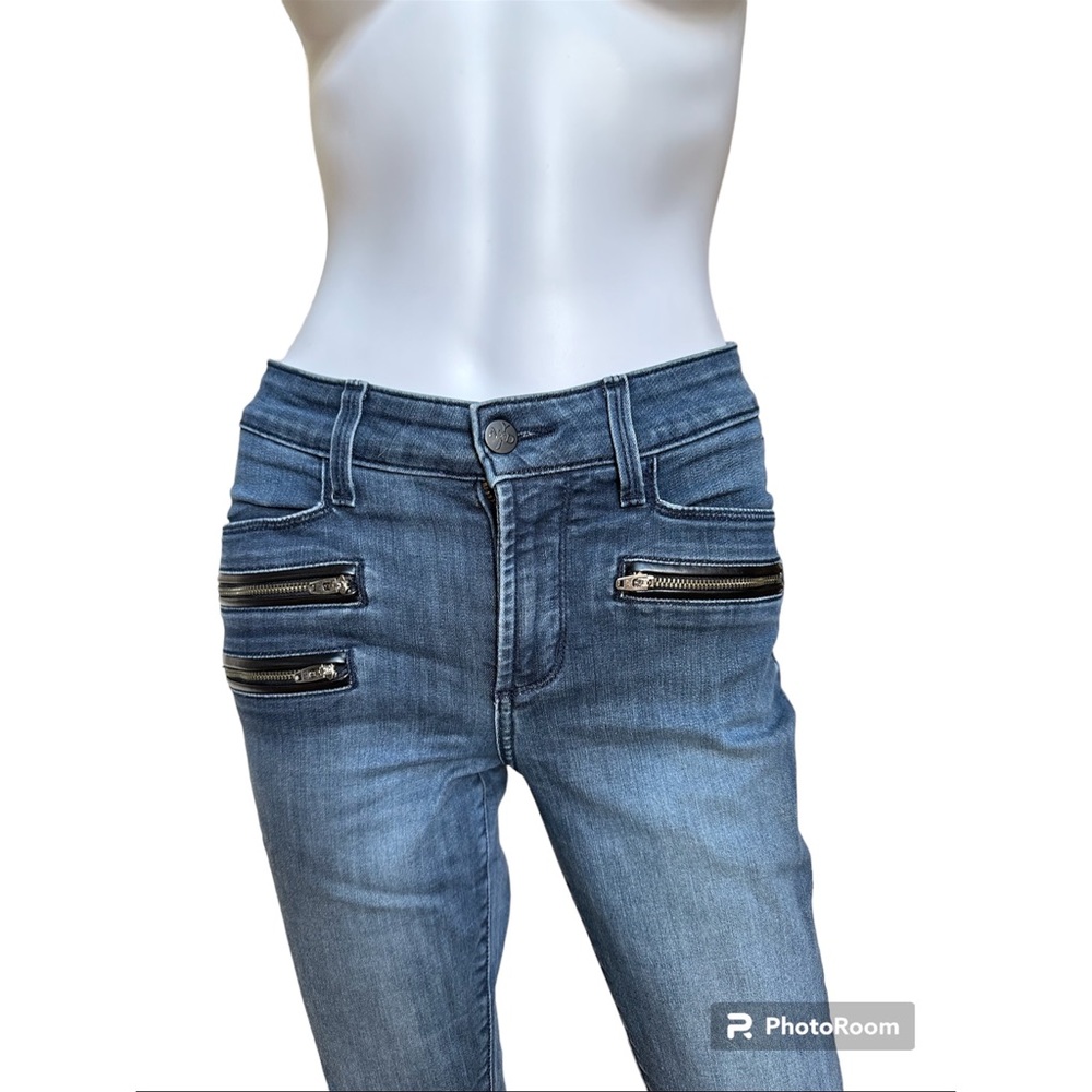 NYDJ Dark Wash Moto Zipper Slim Jeans, 2